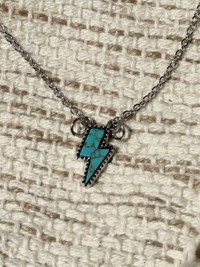 Turquoise Lightning Bolt Pendant Necklace - Women Jewelry